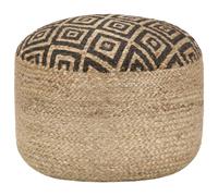 Pouf tabouret repose-pied en cordes de jute tressées à la main 45 x 30 cm jute noir DEC030009