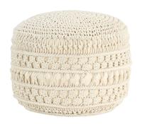 Pouf tabouret repose-pied fait cordes tressées à la main 45 x 30 cm coton beige DEC029982