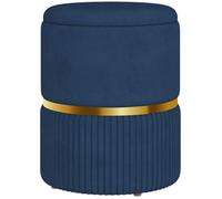 Pouf tabouret repose-pied HOMCOM coffre de rangement, en velours côtelé, design moderne, 36 x 36 x 44 cm, pour salon, chambre, bleu