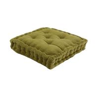 Pouf tapissier en velours de coton uni vert mousse 40x40