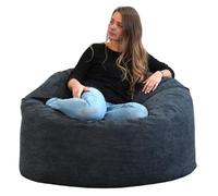 Pouf Velours Côtelé - 100 cm - Bananair - Bleu nuit