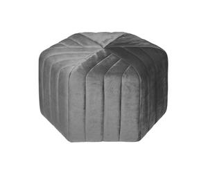 Pouf velours Seis hexagonal gris
