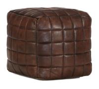 Pouf - vidaXL - Cuir véritable de chèvre - Marron foncé - 40x40x40 cm