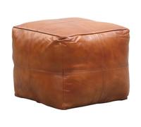 Pouf vintage Fjord moderne en cuir marron 45 cm