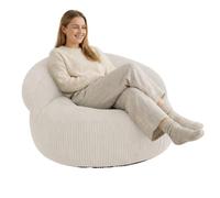 Pouf XXL déhoussable en Velours côtelé - 110 x 100 cm - Bananair - Beige