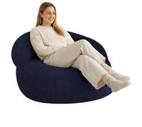 Pouf XXL déhoussable en Velours côtelé - 110 x 100 cm - Bananair - Bleu foncé