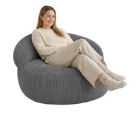 Pouf XXL déhoussable en Velours côtelé - 110 x 100 cm - Bananair - Gris foncé