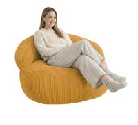 Pouf XXL déhoussable en Velours côtelé - 110 x 100 cm - Bananair - Jaune moutarde
