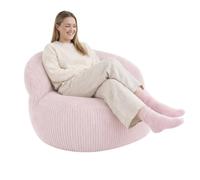 Pouf XXL déhoussable en Velours côtelé - 110 x 100 cm - Bananair - Rose pâle