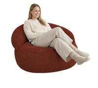 Pouf XXL déhoussable en Velours côtelé - 110 x 100 cm - Bananair - Rouge brique