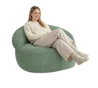 Pouf XXL déhoussable en Velours côtelé - 110 x 100 cm - Bananair - Vert forêt
