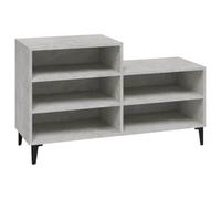 POUFGDR Armoire à Chaussures Gris béton 102x36x60 cm Bois d'ingénierie | 5 étagères, piètement métal, fixation murale fournie, manuel de montage inclus, usage console ou latéral