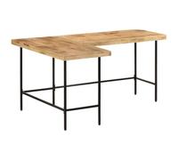 POUFGDR Bureau en Forme De L 165x110x77 cm Bois Manguier Massif Fer | Bureau d'angle, Pieds en fer robustes, Installation droite ou gauche, Bois tropical unique