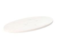 POUFGDR Dessus de Table Ovale 70x35x2,5 cm Pin Massif Blanc | Peinture Blanche Prête à l'Emploi, Usage Restaurant, Café, Hôtel, Table Basse, Bar, Console