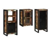 POUFGDR Ensemble de Meubles de Salle de Bain 3 pc Multicolore | Cadres en métal, finitions noires, meuble sur pied, meuble mural, étagère murale, poignées en barre, gain de place