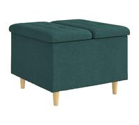 POUFGDR Ottoman de Rangement Textile Vert Foncé 60x60x45 cm | Pieds bois ingénierie, finition marron, capitonnage rembourré, usage salon chambre entrée, entretien aspirateur