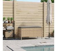 POUFGDR Pouf De Jardin Poly Rattan 80 X 38 X 42 Cm Beige | Coussin Amovible, Pieds Carres, Usage Interieur Exterieur, Gris Clair
