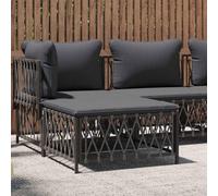 POUFGDR Repose-Pied Jardin Tissu Tissé Anthracite avec Coussin | Cadre acier enduit poudre, conception modulaire, capacité 110 kg, pouf extérieur flexible