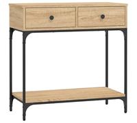 POUFGDR Table Console Chêne Sonoma 75x34,5x75 cm Bois d'Ingénierie | Console entrée, tiroirs, étagère, cadre métal, dessus robuste, fixation murale incluse