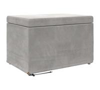 POUFGDR Tabouret Gris Velours Et Bois 61 x 41 x 40 cm sans Dossier | Siège d'appoint moderne, pieds en boulette, montage facile inclus, usage polyvalent intérieur