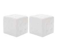 vidaXL 2X Poufs Tabouret Cube de Salle de Séjour Repose-Pied de Salon Ottoman Chambre à Coucher Maison Intérieur Confortable Blanc Similicuir
