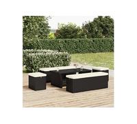 Poufs avec coussins 2 pcs noir 40x30x40 cm résine tressée vidaXL vidaXL Noir