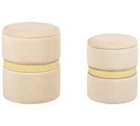 Poufs Coffre en Velours Beige Rangement Salon Assise Supplémentaire Lot de 2 Med