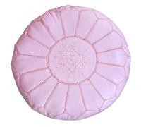 Poufs&Pillows Pouf Artisanal Marocain en Cuir Véritable Fait Main - Vendu Rembourré - Repose-Pied, Coussin de Sol, Ottoman (Rose)