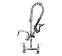 Pougeo Robinet mitigeur double colonne pour évier de cuisine Chromé 66 cm