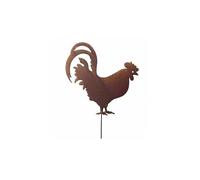 Poule ou Coq sur Pic Silhouette de Jardin Plaque en Métal Marron 0,5x30x42,5cm