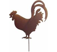 Poule ou Coq sur Pic Silhouette de Jardin Plaque en Métal Marron 0,5x30x42,5cm