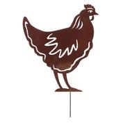 Poule sur pique en acier rouillé