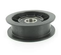 Poulie de traction à gorge plate sur roulement adaptable CASTELGARDEN et GGP pour machines SD98 et SD108. Remplace origine: 25601554/0 et 125601554/0. Ø: ext: 85,7mm, Ø int:17mm H: 27mm