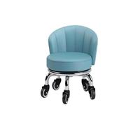 Poulie en Cuir Tabouret Bas À Roue Universelle Petit Tabouret Rond | Paresseux avec Dossier Tabouret À Roulettes Mobile pour La Maison Tabourets bas Confortables(Blue,19.69''x13.78''x12.6'')