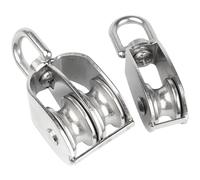 Poulie Inox Poulie en acier inoxydable M15/M25, simple/Double roue pivotante, ensemble de poulies à câble métallique, poulie grue, outils levage(Double pulley M25)