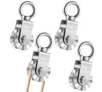 Poulie pivotante, lot de 4 poulies pivotantes type U, roue en acier inoxydable 304, poulie de traction pour charges lourdes, roulement double silencieux, rotation 360 degrés, démontable