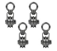 Poulies Doubles en Acier Inoxydable 201 - Lot de 4 Pièces pour Levage et Système de Poulie - Durables et Résistantes à la Rouille, pour Cordes de 8 mm, à Gorge U