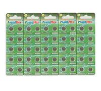 PoundMax® Lot de 50 piles bouton alcalines AG13 LR44 1,5 V