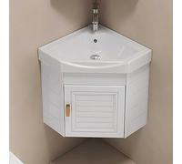 Pounjsd lavabo Salle de Bain avec Meuble, Lave Main Céramique Blanche, Meuble de Rangement avec lavabo, 38×38cm Vasque à Poser, Meuble Lave Main d'angle, pour Salle De Bain Vestiaire WC
