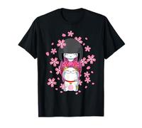 Poupée Kawaii Kokeshi Japonais et Chat Chanceux T-Shirt