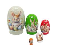 Poupées imbriquées en bois - Printemps de lapin de Pâques Décoration de nidification de lapins Accessoire de salon à la maison, outil de bureau pour étagère de chambre à coucher, décor