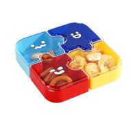 Pour adultes - 25 x 25 x 6 cm Boîte à bonbons, récipient à goûter avec 4 grilles avec couvercle | Plateau de service puzzle amovible pour noix, dessert, fruit, chocolat, nourriture, , adultes