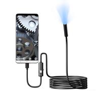 Pour caméra boroscope type C 5,5 mm HD 6 LED IP67 étanche | Corps en ABS avec une résolution de 1280 x 720 et un angle de 75 °, comprend un aimant de rétroviseur latéral et un crochet
