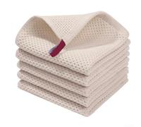 pour coton Naturel Torchons Cuisine 30x30cm Absorbant pour(Rice white) | pour coton pur, maille gaufree, absorption superieure, pour ideal taches, sechage efficace