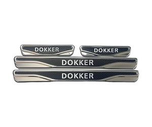 Pour Dacia Duster, Stepway, Sandero, Logan, Dokker, Lodgy Protection Anti-gratignure de seuil de porte en chrome et carbone en acier inoxydable (Dokker)