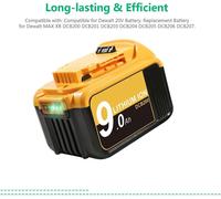 Pour DeWalt, DCB200 batterie de rechange + chargeur, 9000 mAh 18V/20V Max, compatible avec DCB120, DCB182, DCB609, Gris