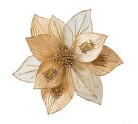 pour fleur pour scintillante 25cm en Tissu et Métal pour Sapin(Gold) | Couleurs vives, finition pailletée, texture tissu douce, pour facile à accrocher, pour idéal sapin