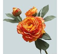 pour fleur Soie Pivoine avec Tige Flexible Décoration Maison(Orange) | 28 pétales texturés, pour bord grillé réaliste, aspect naturel, pour fleur unique, haute qualité