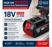 Pour les batteries Bosch 18V 8.0Ah 1Pcs pour les outils électriques sans fil haute capacité longue durée de fonctionnement