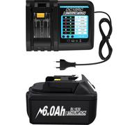 Pour Makita 18V, chargeur à baie unique 6,0 A, bleu ciel, compatible avec les batteries Li-Ion BL1830/BL1860